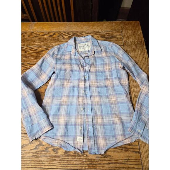 Frank&Eileen Barry multi color pastel linen plaid sz Medium - Picture 1 of 4